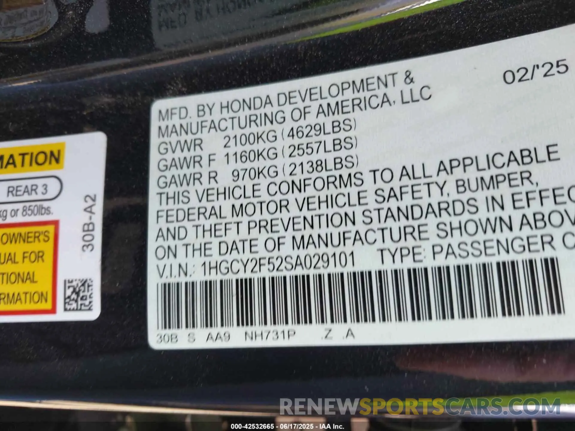 9 Photograph of a damaged car 1HGCY2F52SA029101 HONDA ACCORD 2025