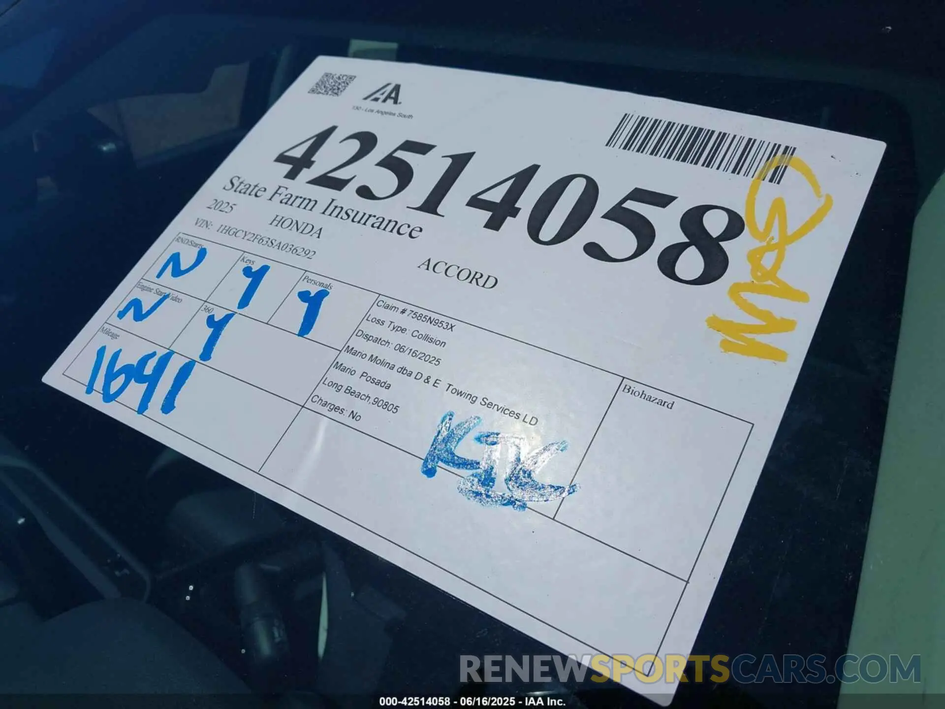 17 Photograph of a damaged car 1HGCY2F63SA036292 HONDA ACCORD 2025