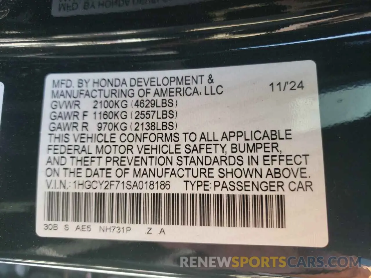 13 Фотография поврежденного автомобиля 1HGCY2F71SA018186 HONDA ACCORD 2025