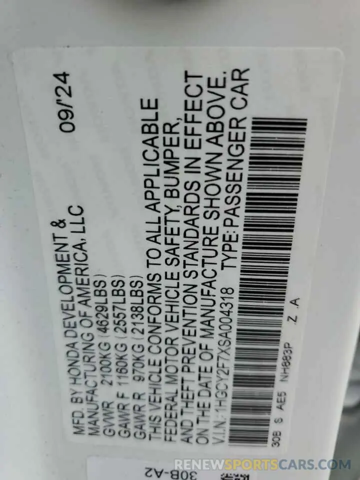 12 Фотография поврежденного автомобиля 1HGCY2F7XSA004318 HONDA ACCORD 2025