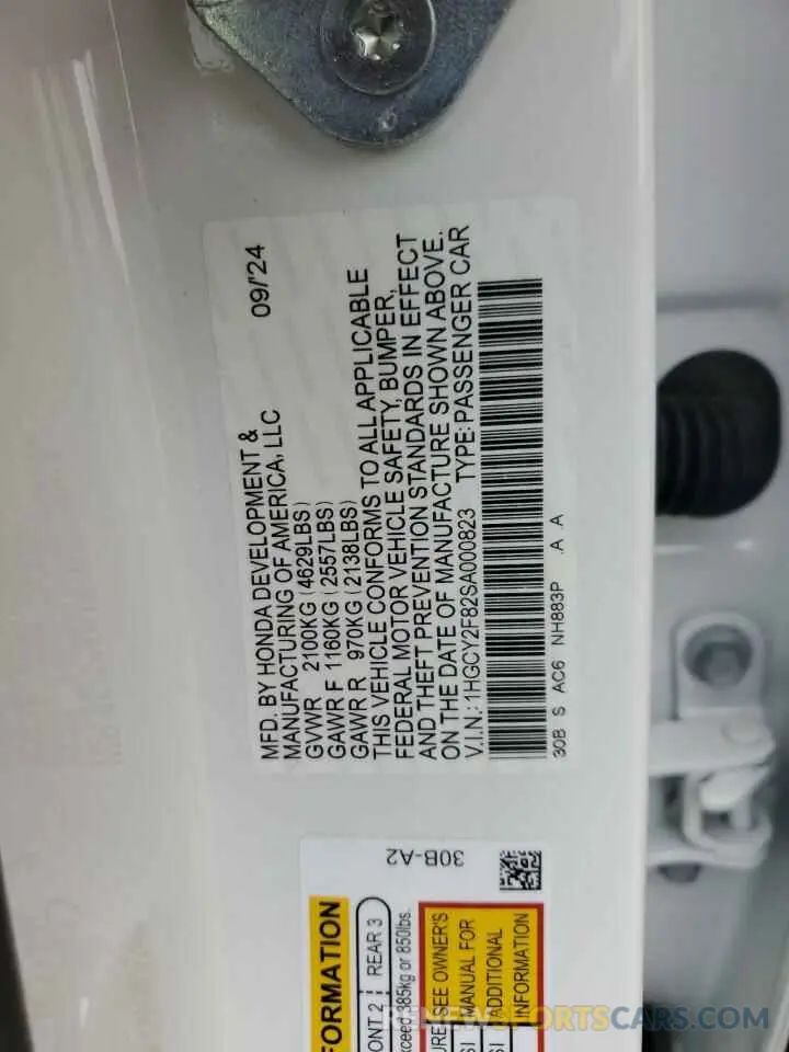 13 Фотография поврежденного автомобиля 1HGCY2F82SA000823 HONDA ACCORD 2025