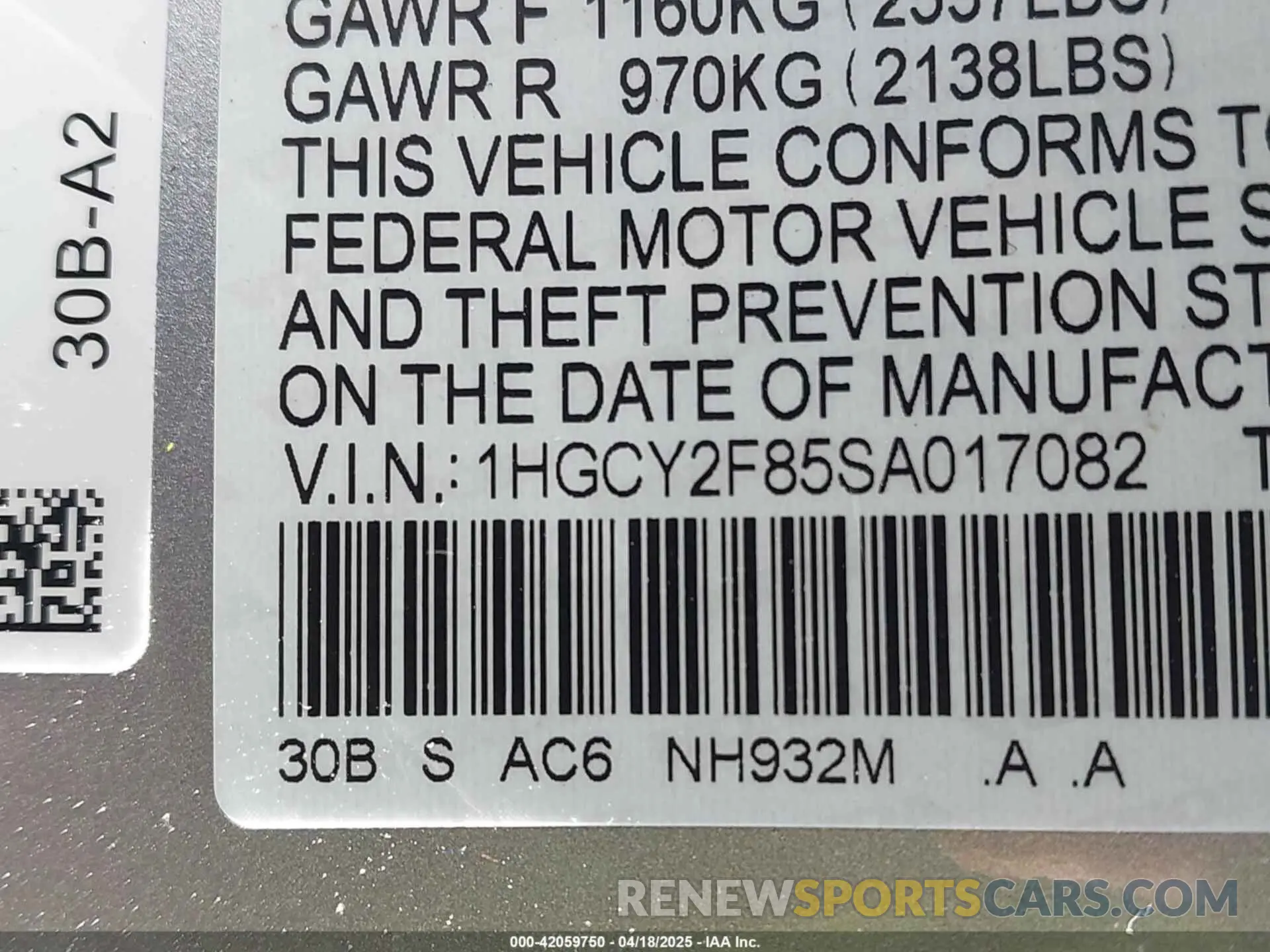 9 Фотография поврежденного автомобиля 1HGCY2F85SA017082 HONDA ACCORD 2025