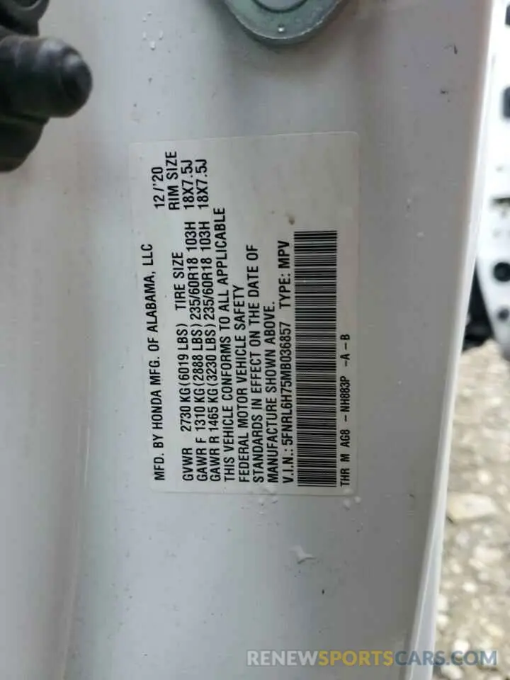 15 Фотография поврежденного автомобиля 5FNRL6H75MB036857 HONDA All Models 2021