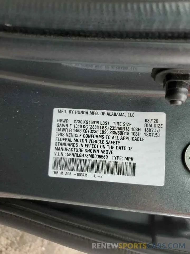 13 Фотография поврежденного автомобиля 5FNRL6H78MB006560 HONDA All Models 2021