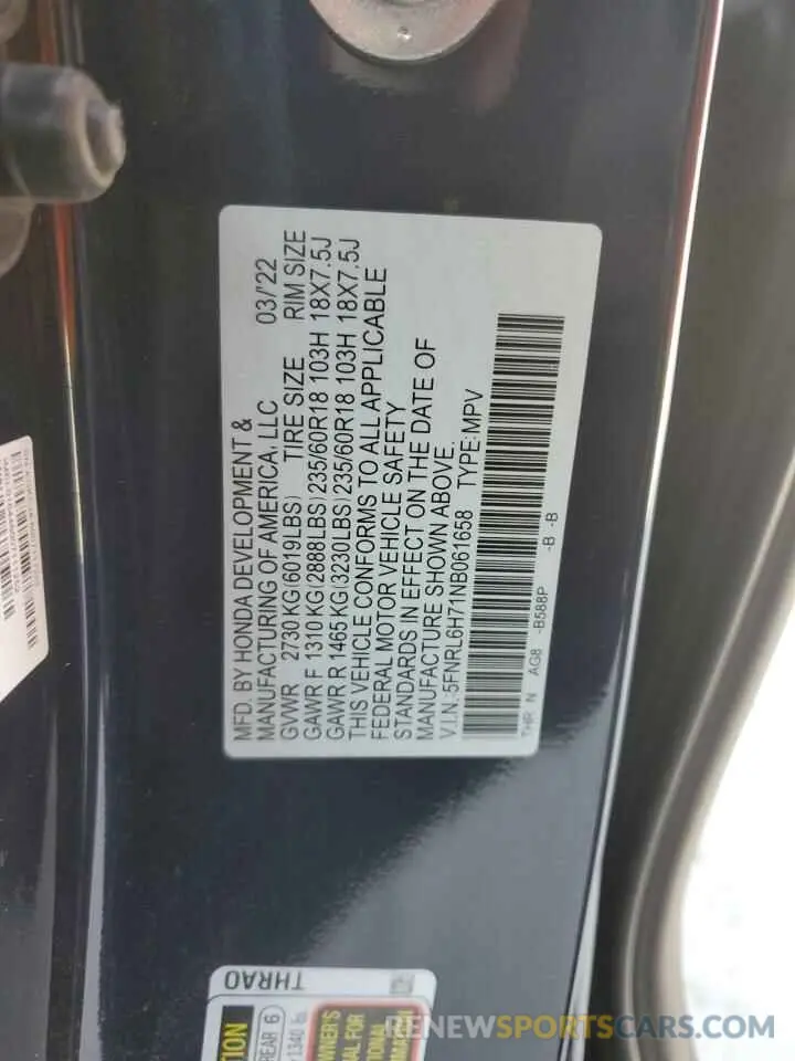 14 Фотография поврежденного автомобиля 5FNRL6H71NB061658 HONDA All Models 2022