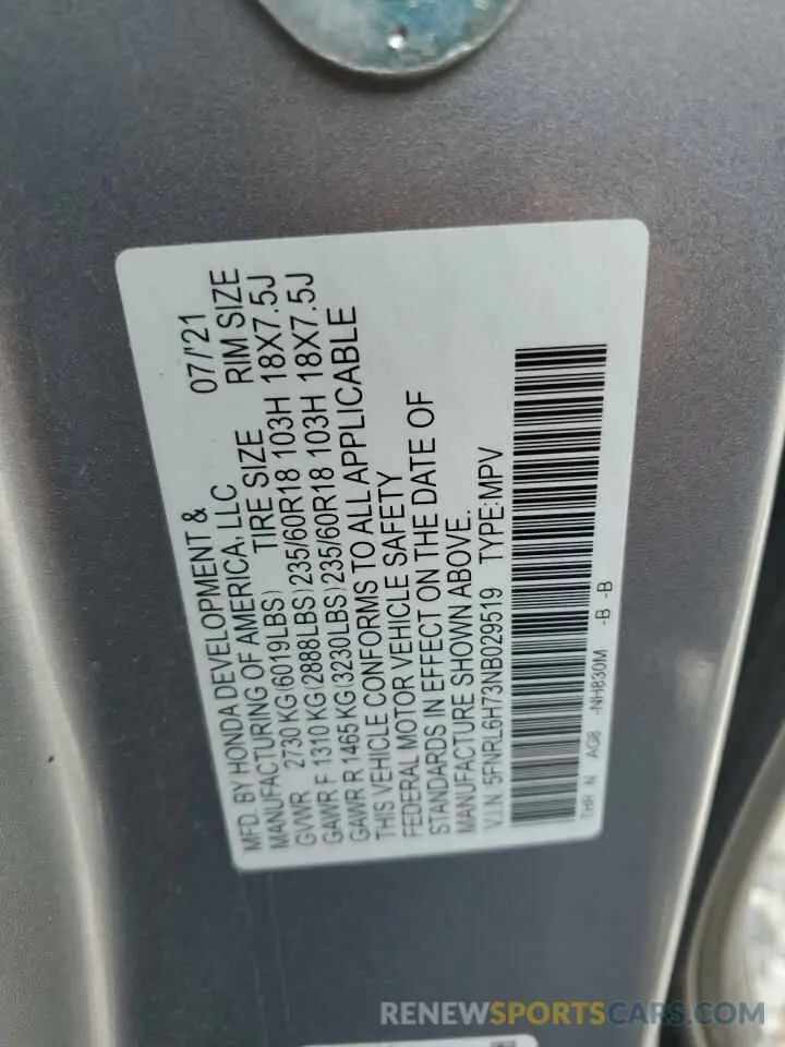 13 Фотография поврежденного автомобиля 5FNRL6H73NB029519 HONDA All Models 2022