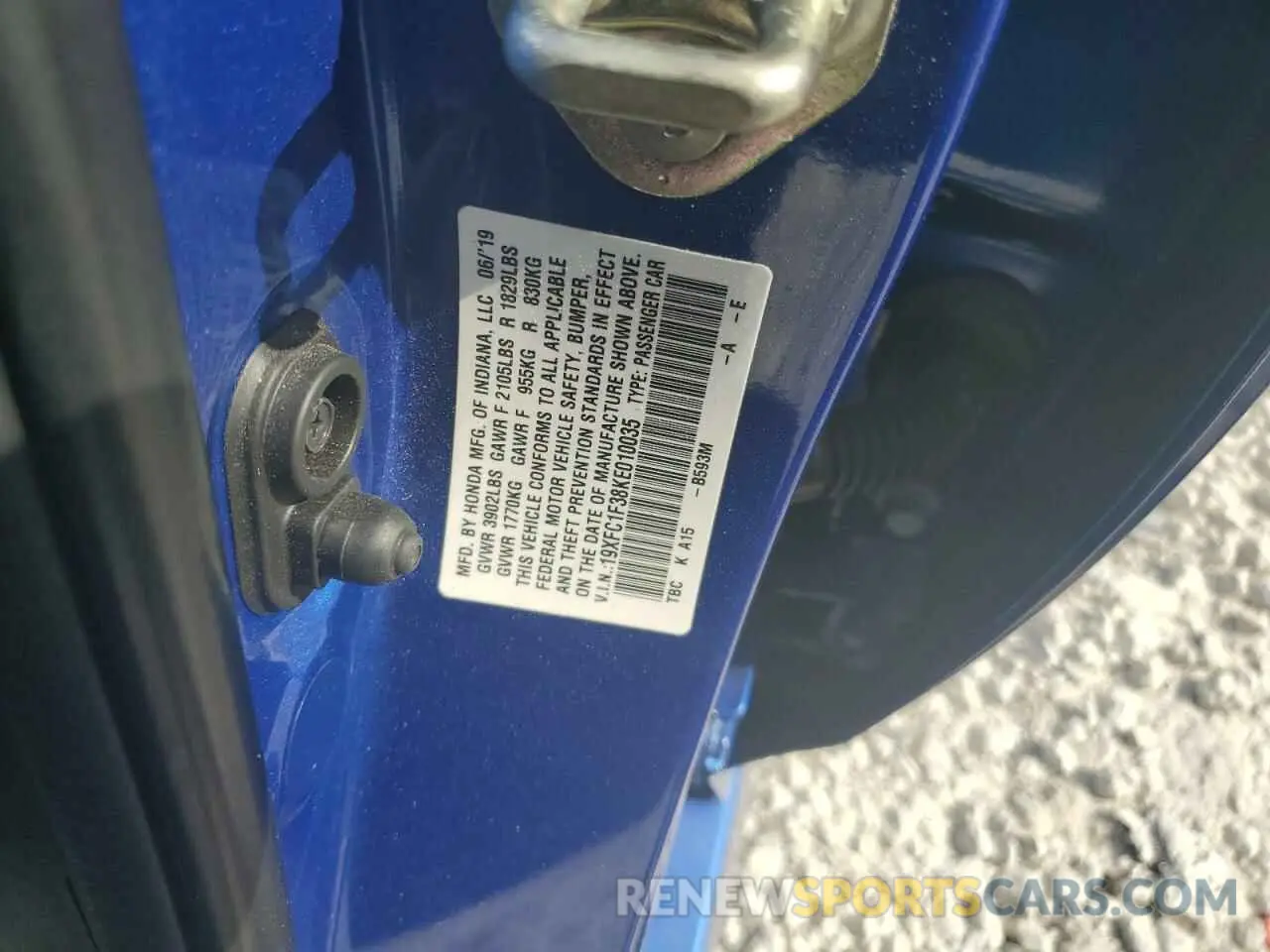 12 Photograph of a damaged car 19XFC1F38KE010035 HONDA CIVIC 2019