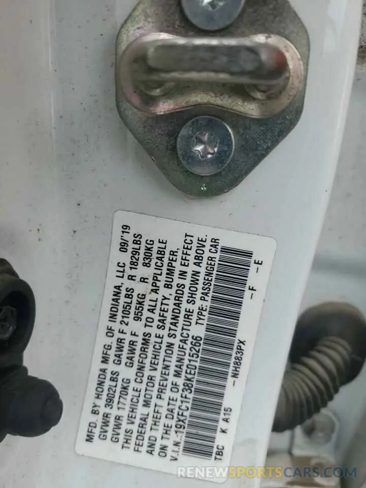 12 Photograph of a damaged car 19XFC1F38KE015266 HONDA CIVIC 2019