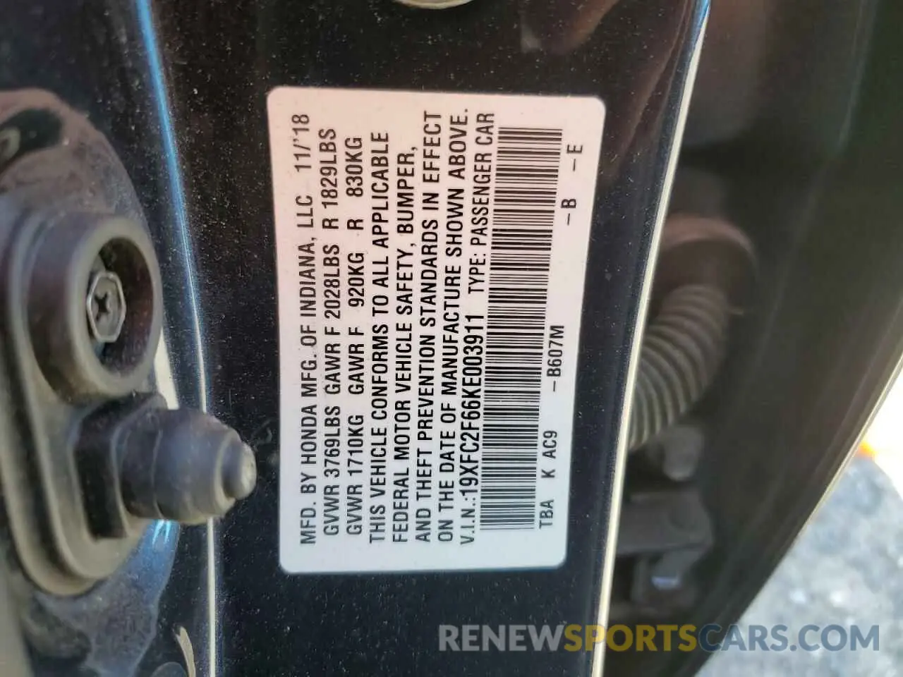 15 Photograph of a damaged car 19XFC2F66KE003911 HONDA CIVIC 2019