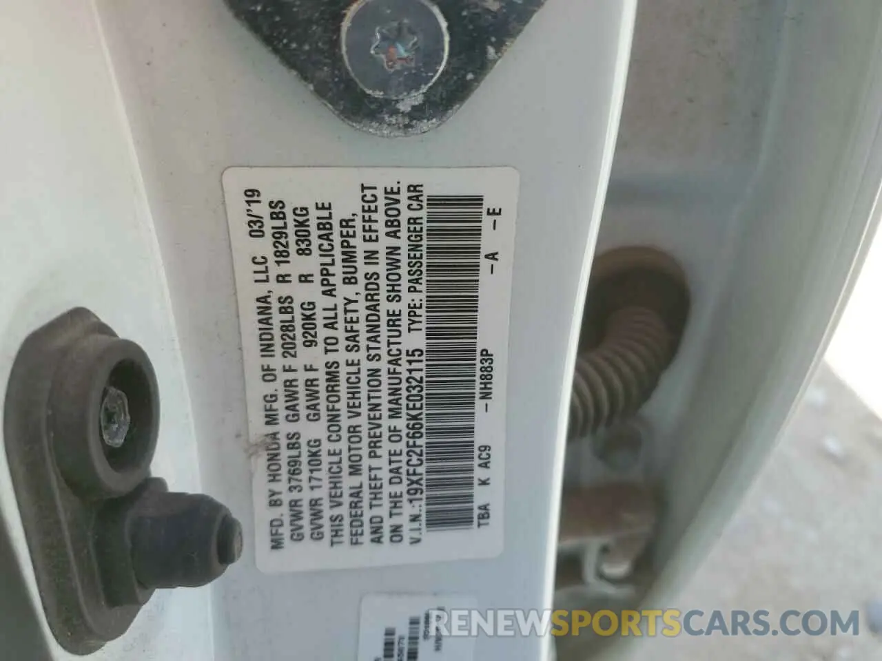 14 Photograph of a damaged car 19XFC2F66KE032115 HONDA CIVIC 2019