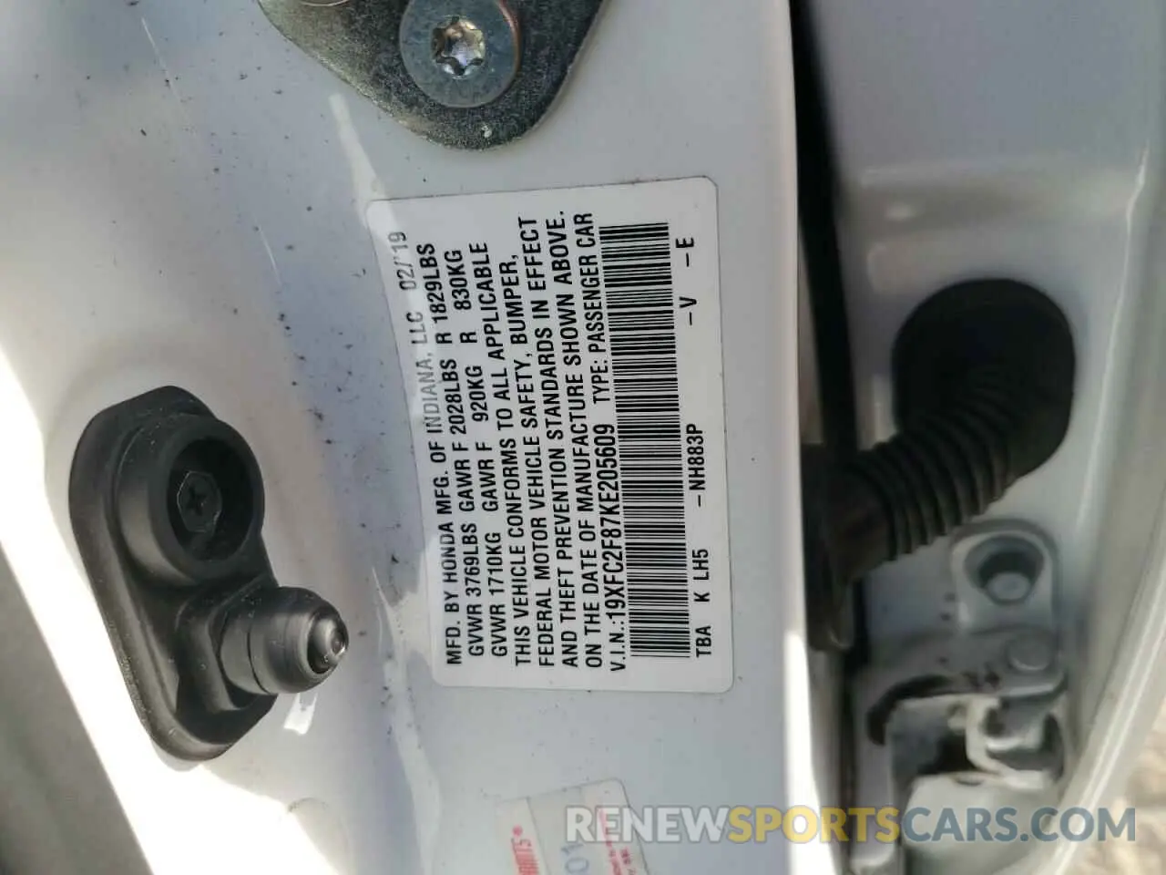 12 Photograph of a damaged car 19XFC2F87KE205609 HONDA CIVIC 2019