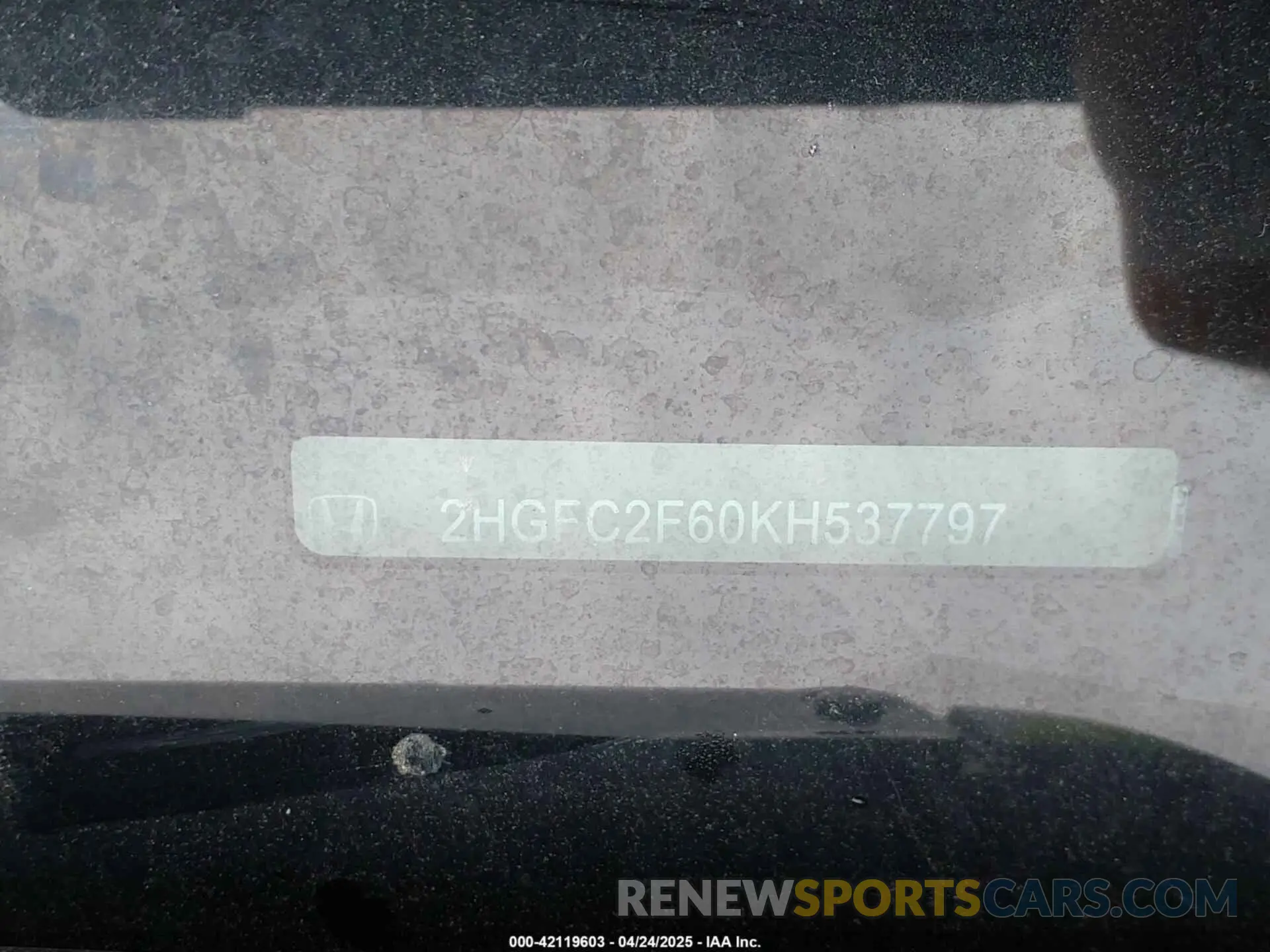9 Фотография поврежденного автомобиля 2HGFC2F60KH537797 HONDA CIVIC 2019