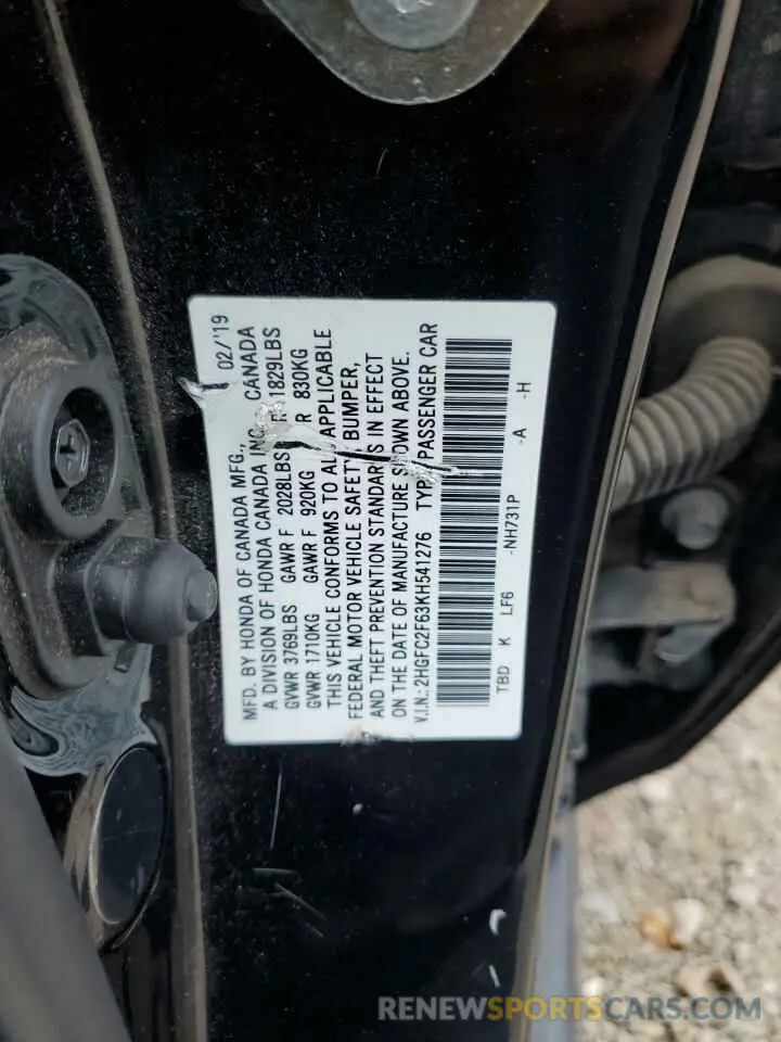 13 Фотография поврежденного автомобиля 2HGFC2F63KH541276 HONDA CIVIC 2019