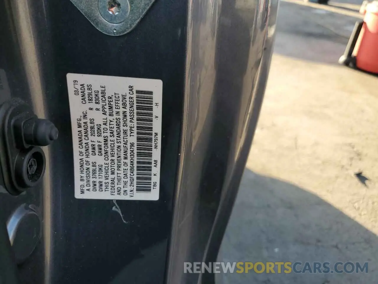 12 Photograph of a damaged car 2HGFC4B64KH304796 HONDA CIVIC 2019