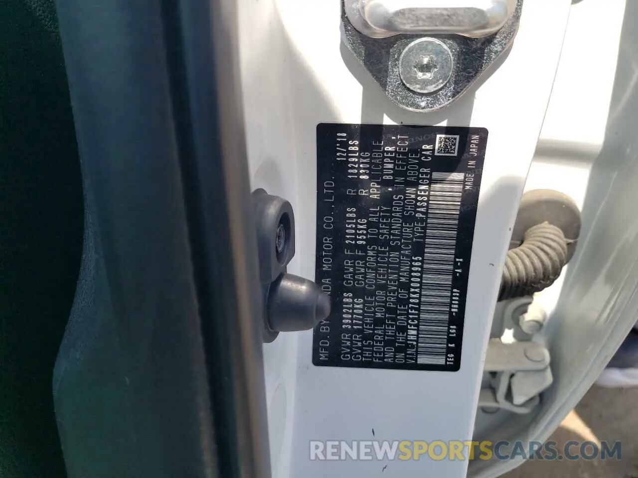 12 Photograph of a damaged car JHMFC1F78KX008965 HONDA CIVIC 2019