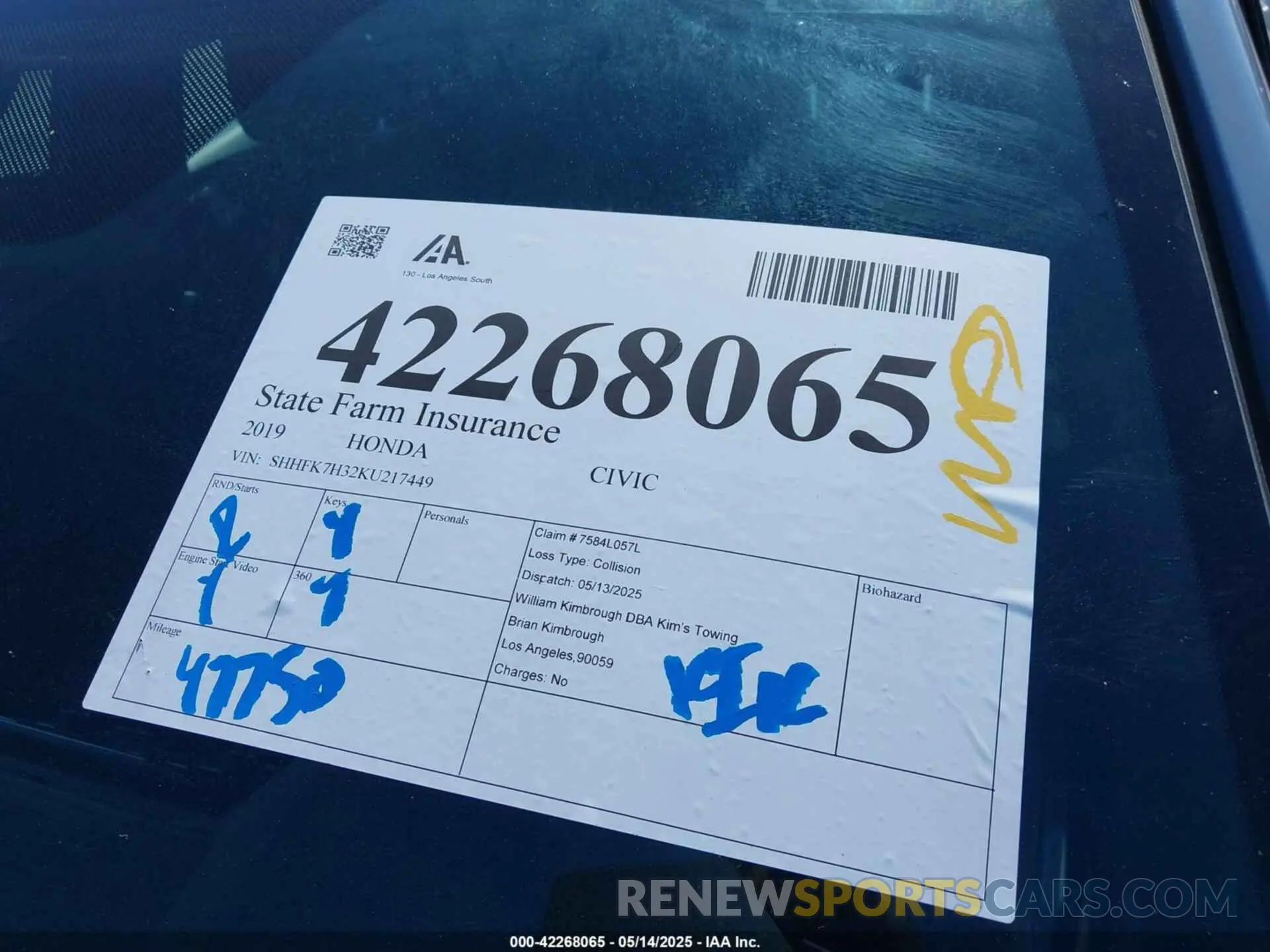 18 Photograph of a damaged car SHHFK7H32KU217449 HONDA CIVIC 2019