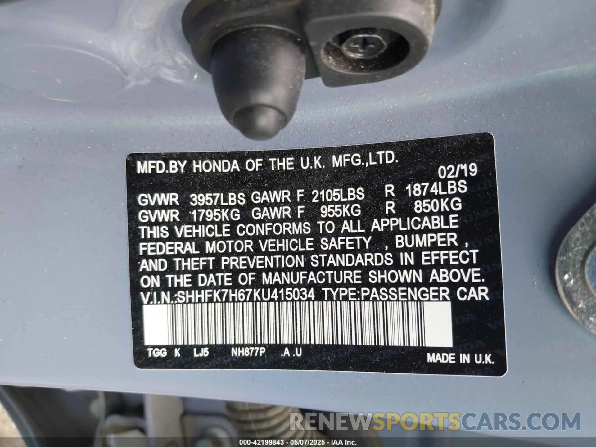 9 Photograph of a damaged car SHHFK7H67KU415034 HONDA CIVIC 2019