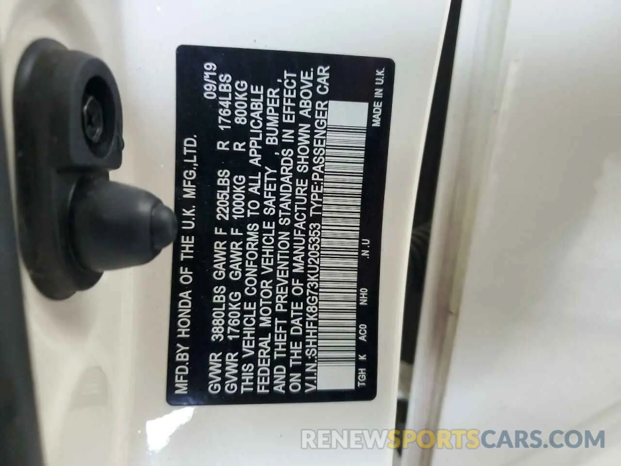 13 Фотография поврежденного автомобиля SHHFK8G73KU205353 HONDA CIVIC 2019