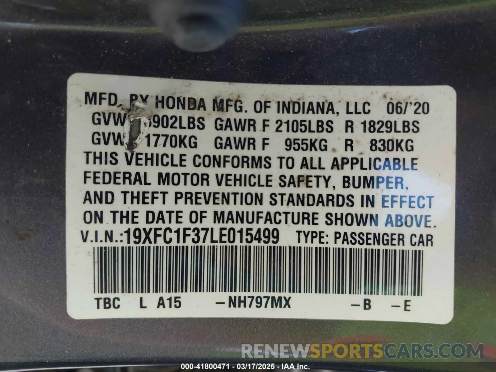 9 Photograph of a damaged car 19XFC1F37LE015499 HONDA CIVIC 2020