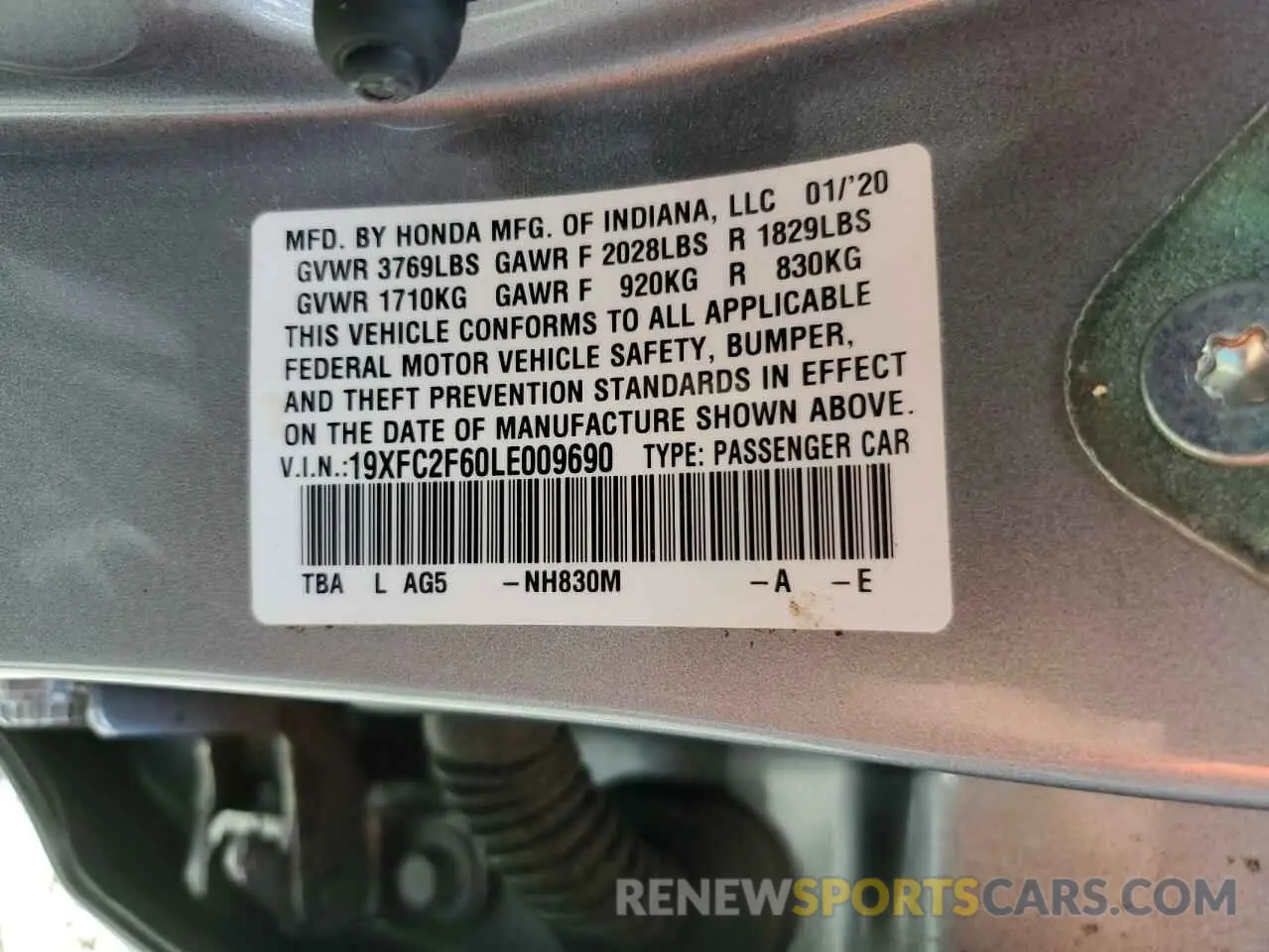 12 Фотография поврежденного автомобиля 19XFC2F60LE009690 HONDA CIVIC 2020