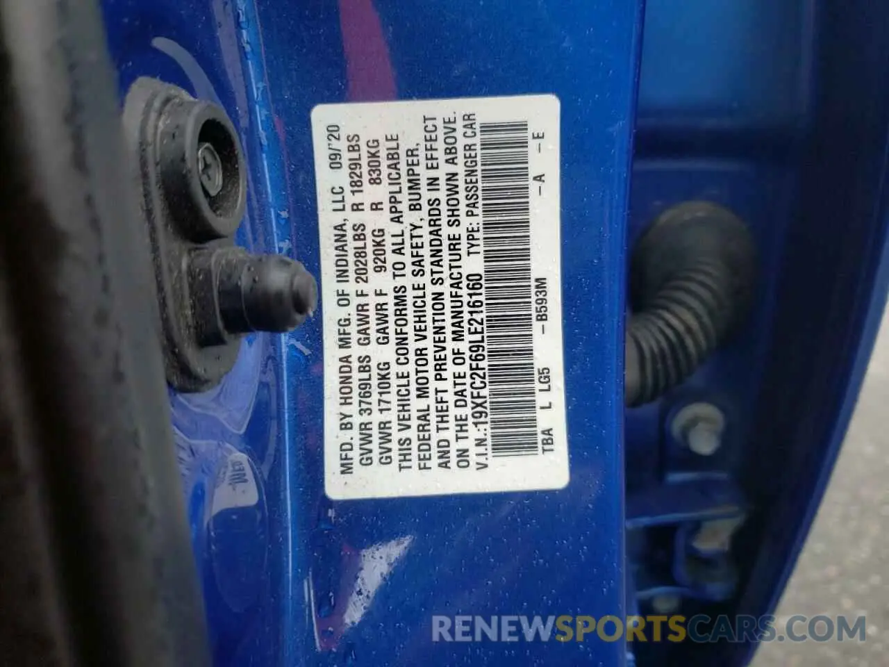 14 Фотография поврежденного автомобиля 19XFC2F69LE216160 HONDA CIVIC 2020