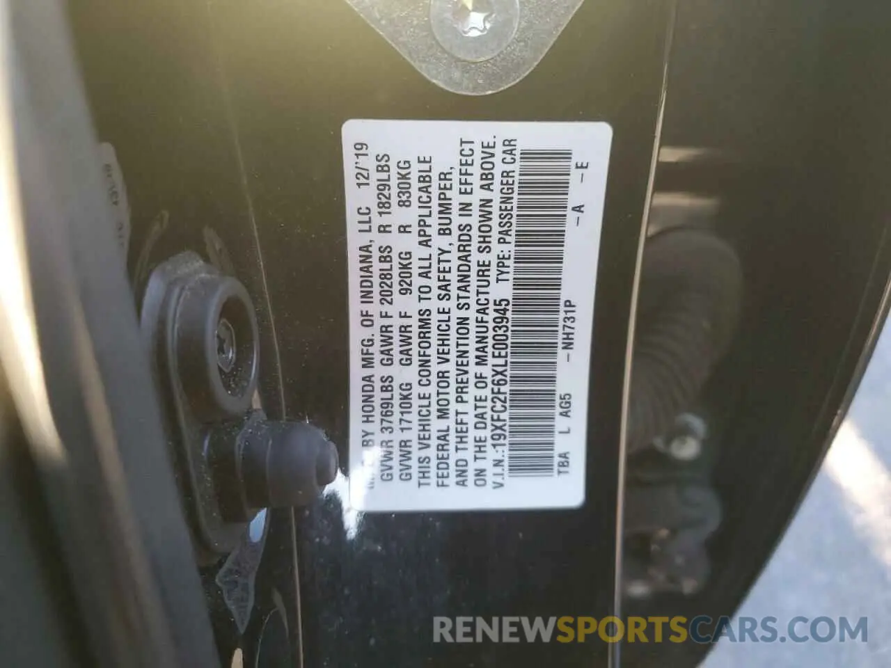 12 Photograph of a damaged car 19XFC2F6XLE003945 HONDA CIVIC 2020