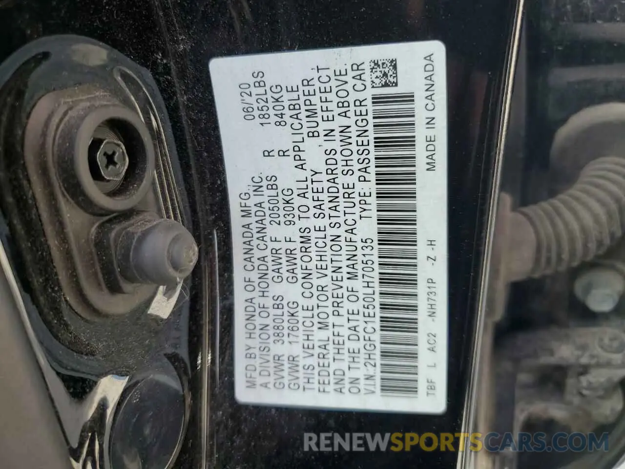 12 Фотография поврежденного автомобиля 2HGFC1E50LH705135 HONDA CIVIC 2020