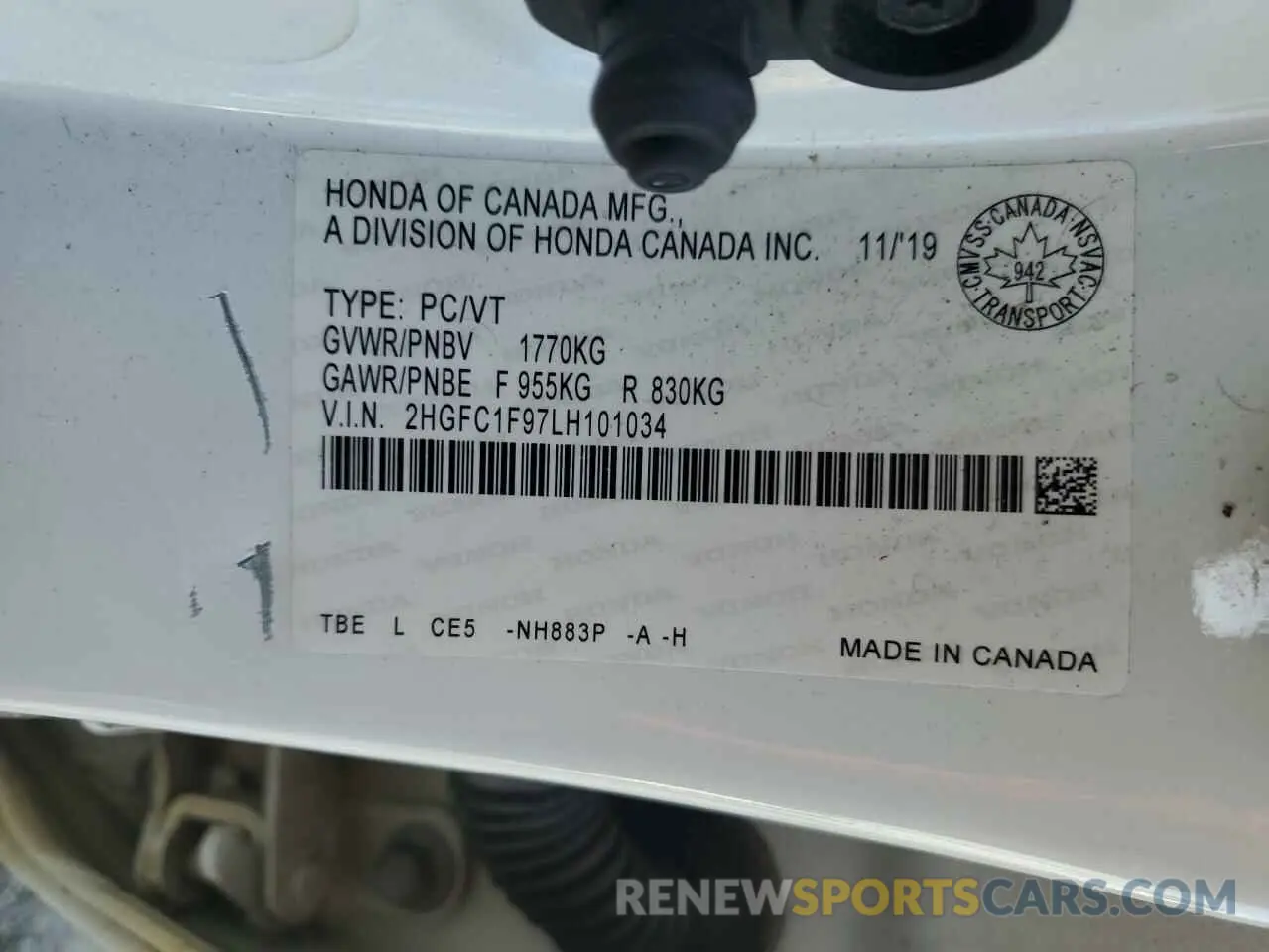 13 Photograph of a damaged car 2HGFC1F97LH101034 HONDA CIVIC 2020