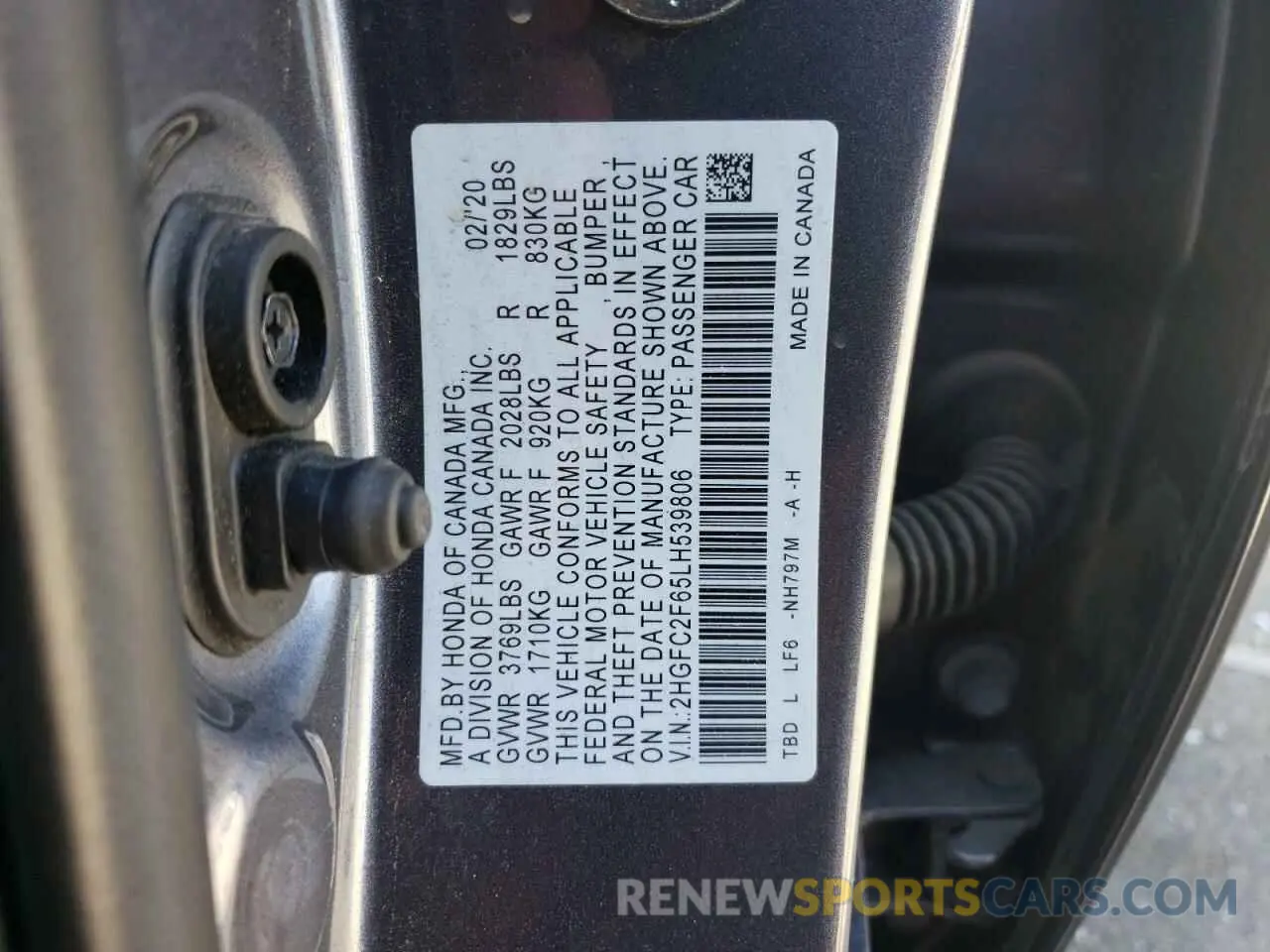 13 Фотография поврежденного автомобиля 2HGFC2F65LH539806 HONDA CIVIC 2020