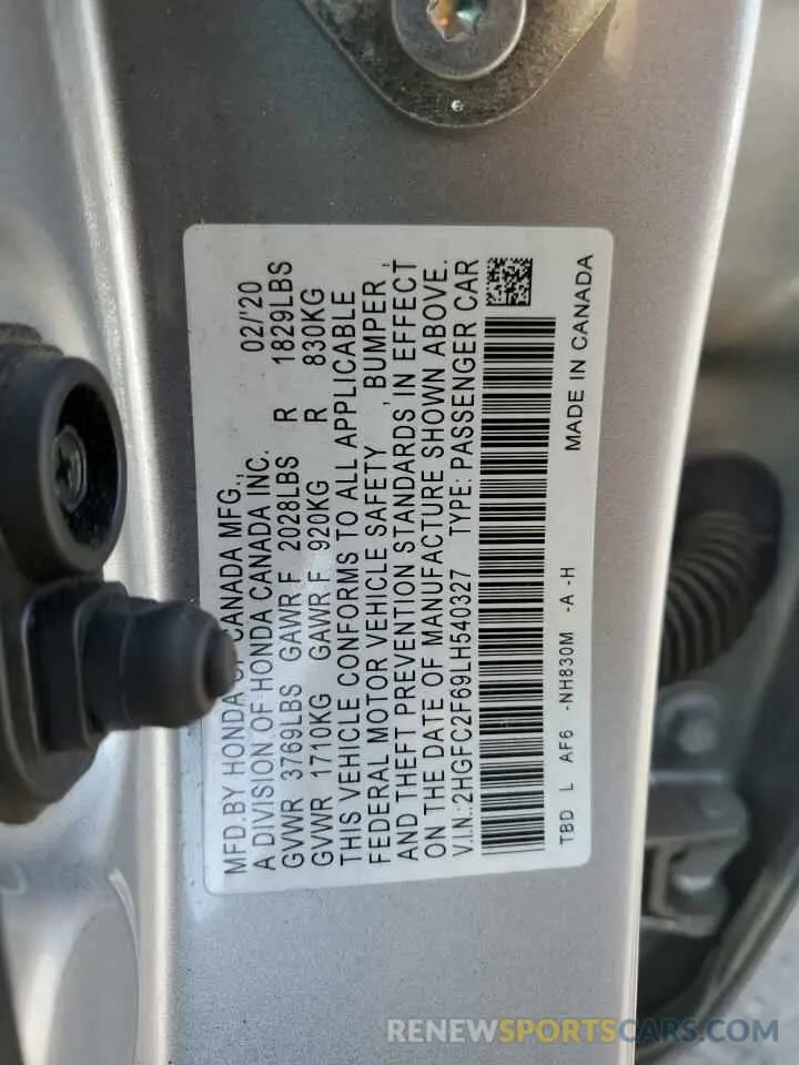 12 Фотография поврежденного автомобиля 2HGFC2F69LH540327 HONDA CIVIC 2020