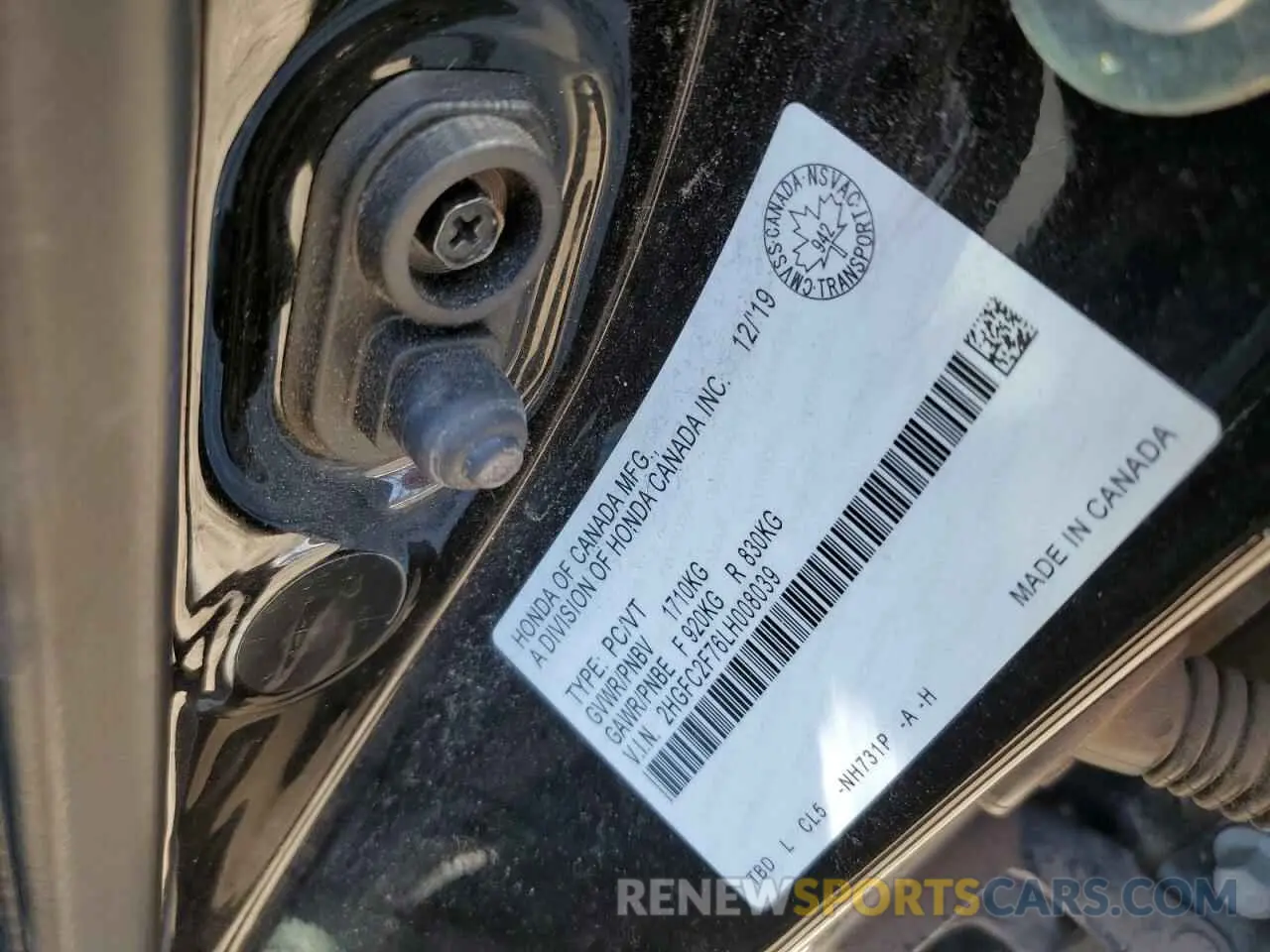 12 Фотография поврежденного автомобиля 2HGFC2F76LH008039 HONDA CIVIC 2020