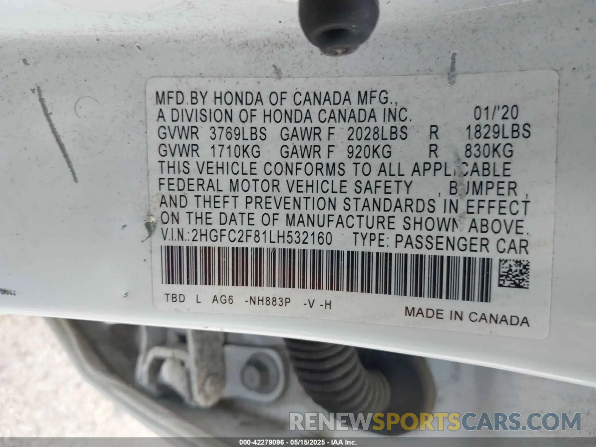 9 Фотография поврежденного автомобиля 2HGFC2F81LH532160 HONDA CIVIC 2020