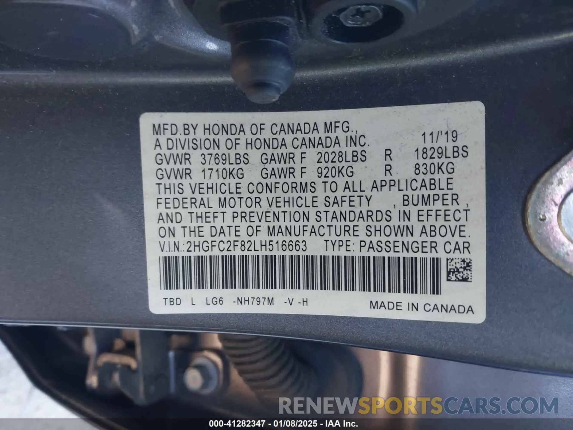 9 Photograph of a damaged car 2HGFC2F82LH516663 HONDA CIVIC 2020