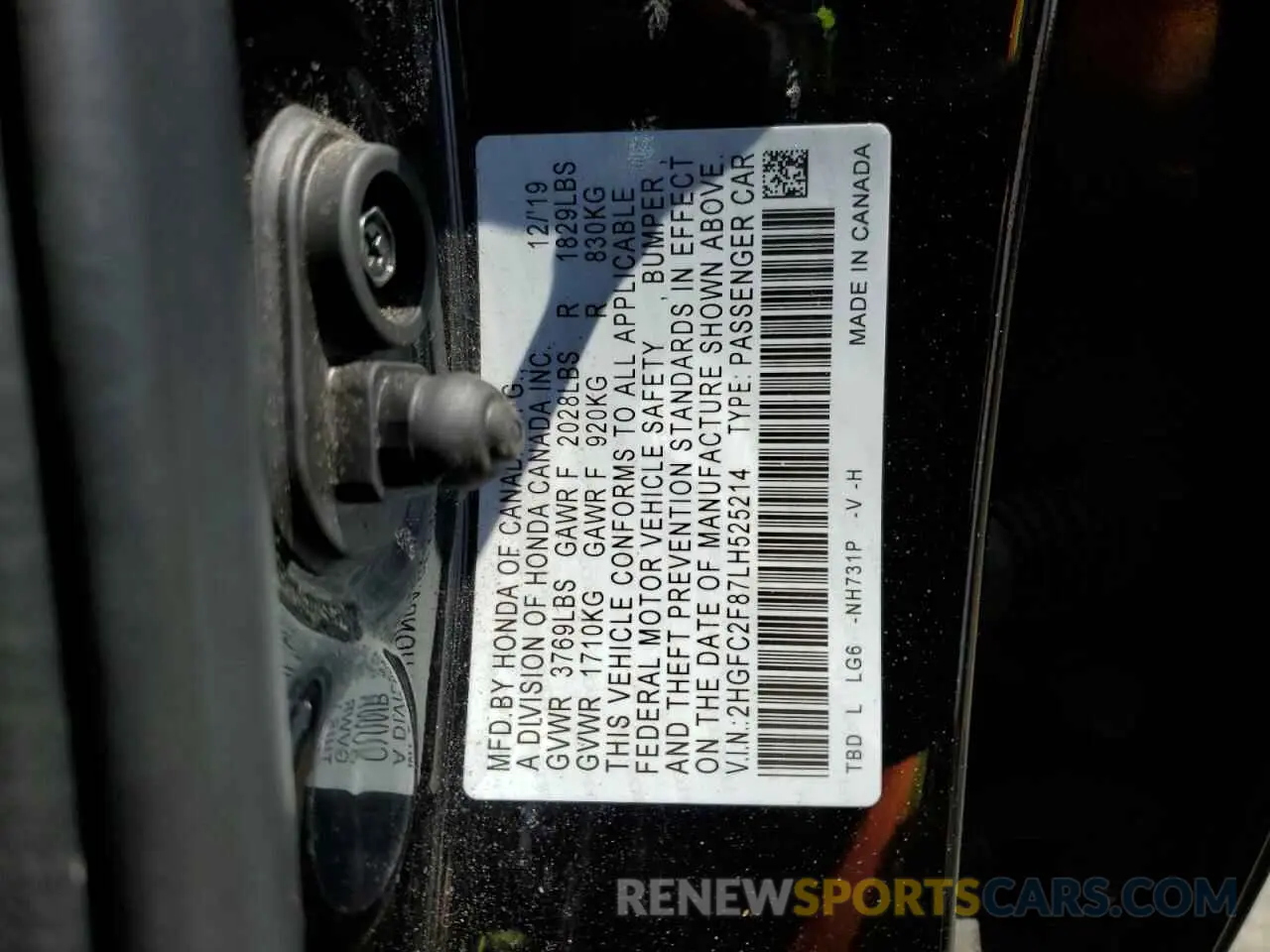13 Photograph of a damaged car 2HGFC2F87LH525214 HONDA CIVIC 2020