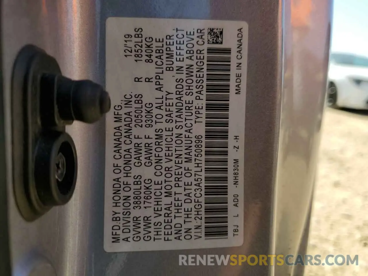 12 Фотография поврежденного автомобиля 2HGFC3A57LH750896 HONDA CIVIC 2020