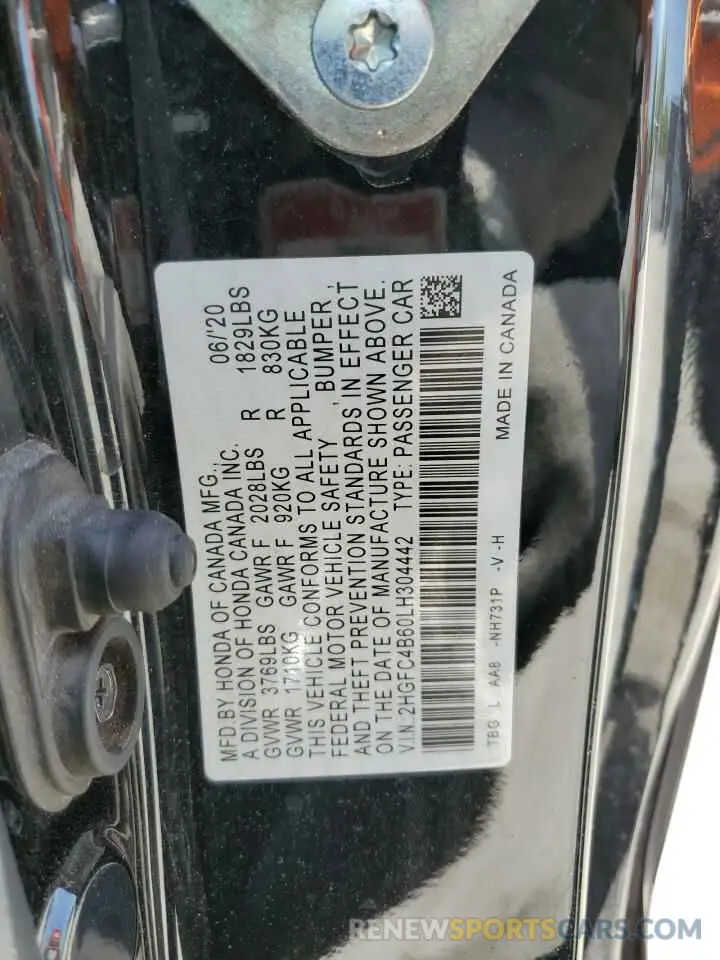 12 Photograph of a damaged car 2HGFC4B60LH304442 HONDA CIVIC 2020