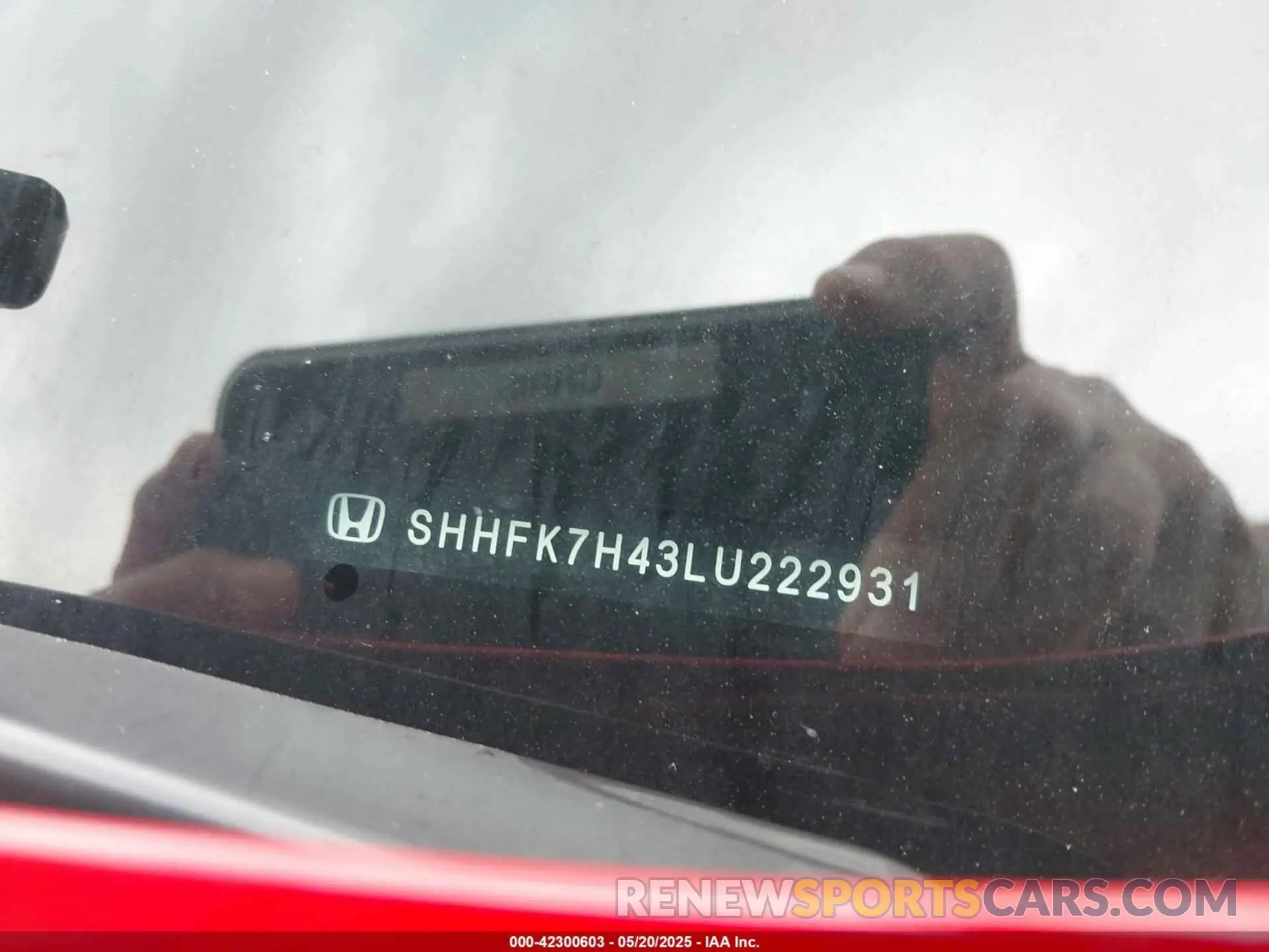 9 Photograph of a damaged car SHHFK7H43LU222931 HONDA CIVIC 2020