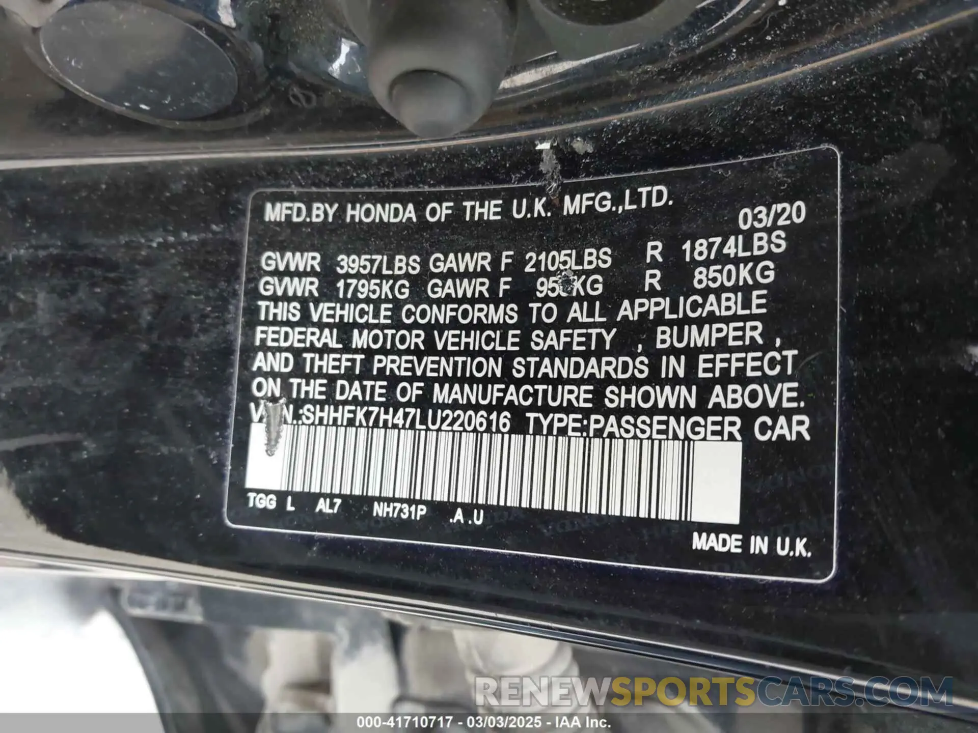 9 Photograph of a damaged car SHHFK7H47LU220616 HONDA CIVIC 2020