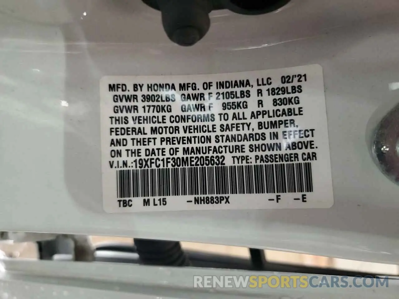 12 Photograph of a damaged car 19XFC1F30ME205632 HONDA CIVIC 2021
