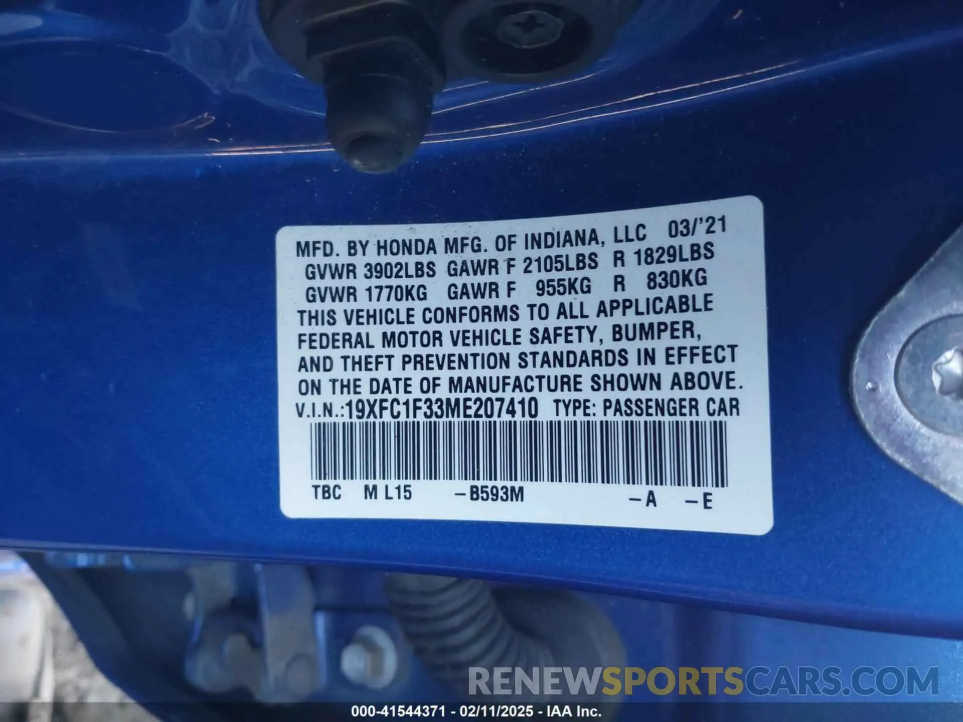 9 Photograph of a damaged car 19XFC1F33ME207410 HONDA CIVIC 2021