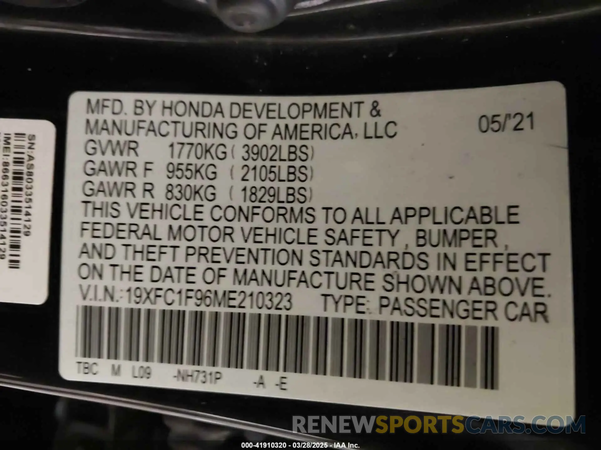 9 Photograph of a damaged car 19XFC1F96ME210323 HONDA CIVIC 2021