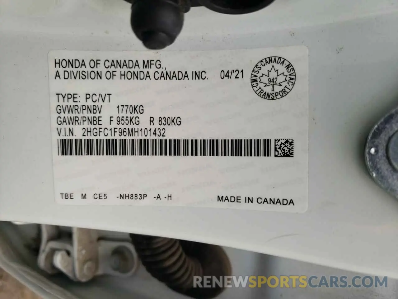 13 Photograph of a damaged car 2HGFC1F96MH101432 HONDA CIVIC 2021