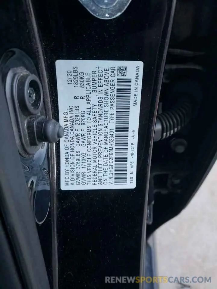 12 Фотография поврежденного автомобиля 2HGFC2F60MH526401 HONDA CIVIC 2021