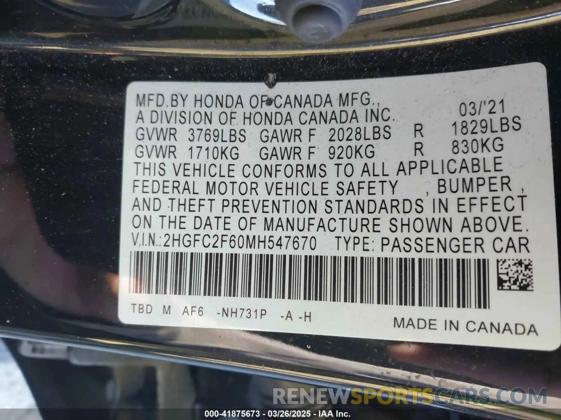 9 Photograph of a damaged car 2HGFC2F60MH547670 HONDA CIVIC 2021