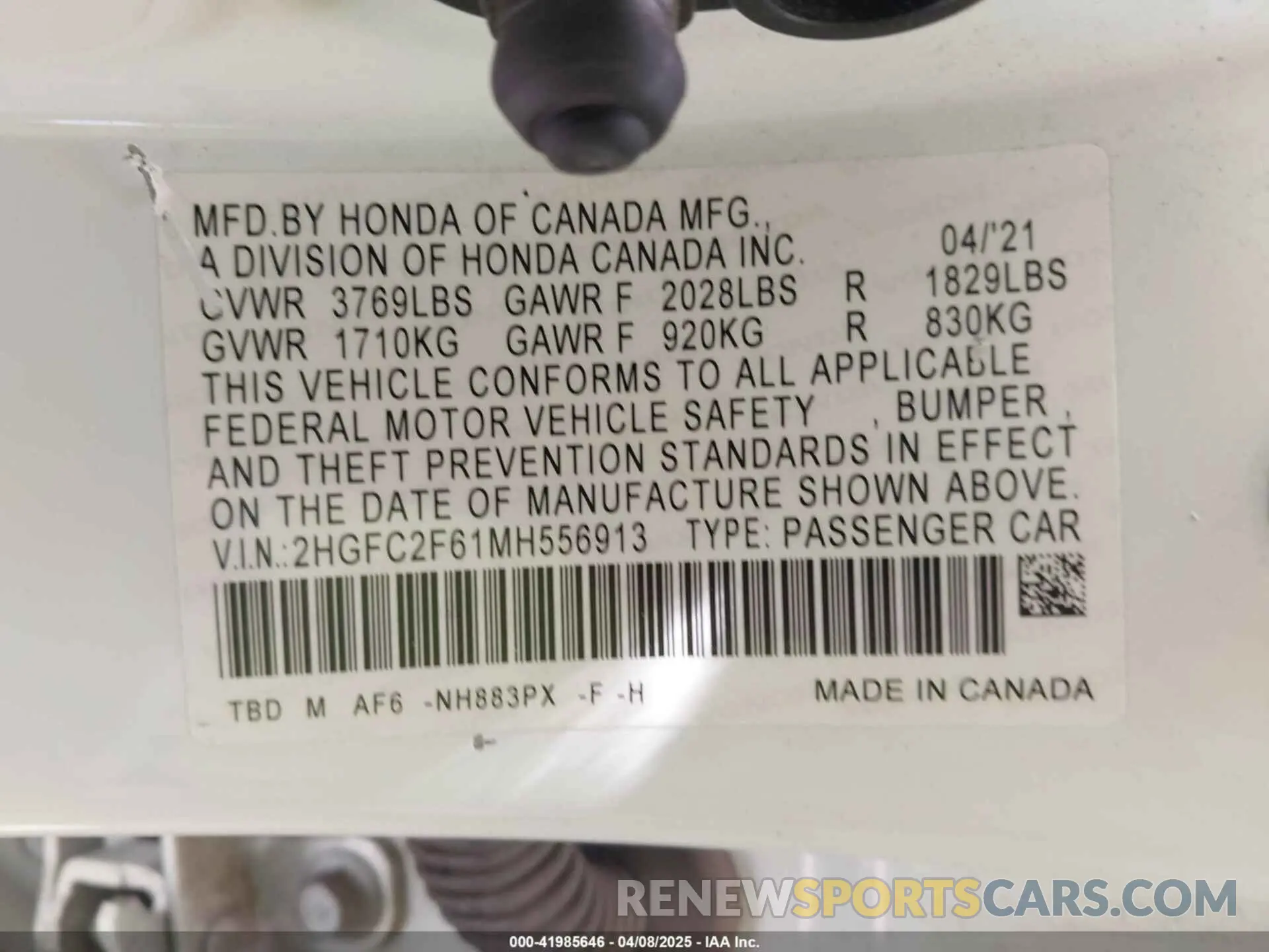 9 Photograph of a damaged car 2HGFC2F61MH556913 HONDA CIVIC 2021