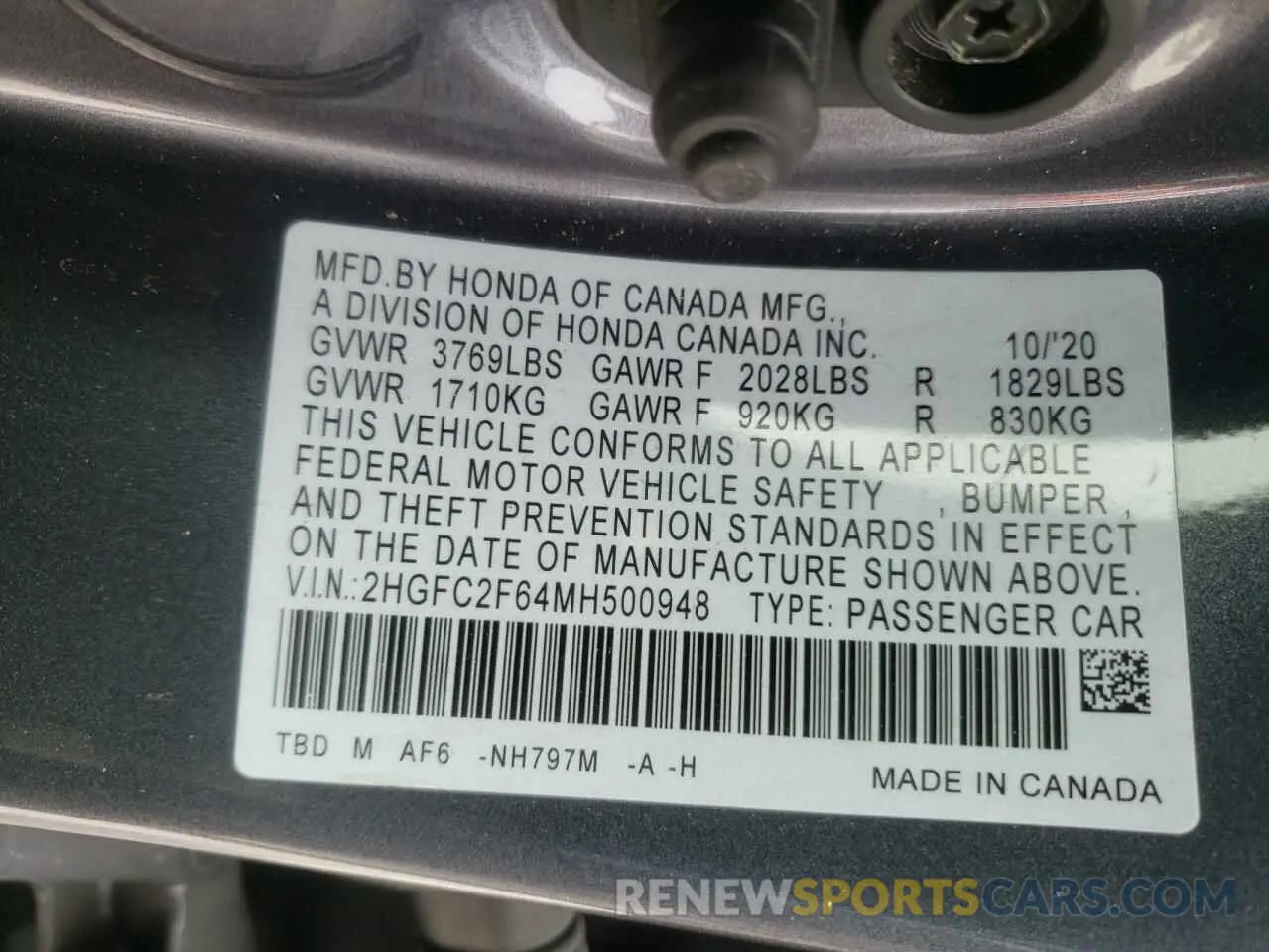 15 Photograph of a damaged car 2HGFC2F64MH500948 HONDA CIVIC 2021