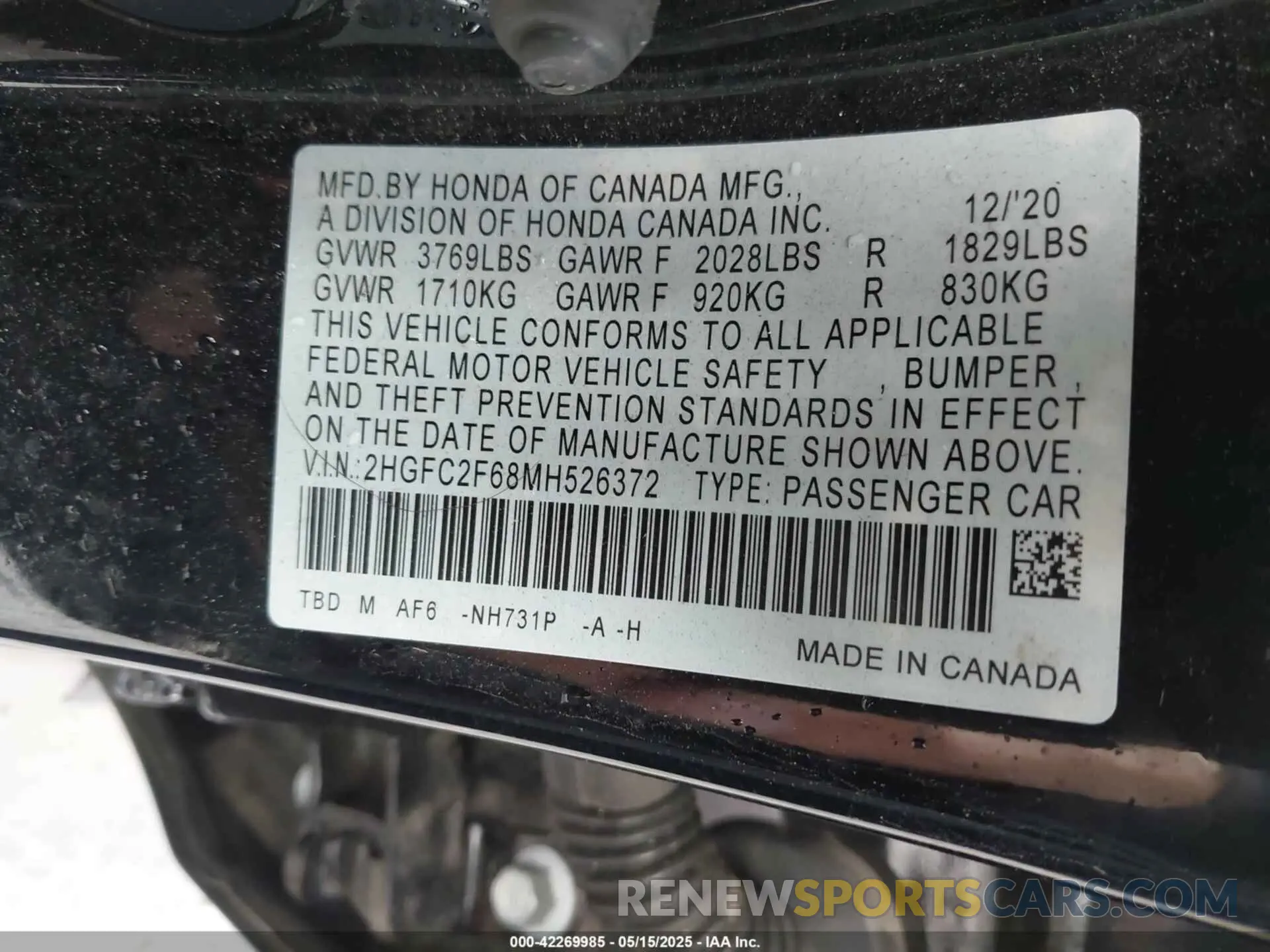 9 Photograph of a damaged car 2HGFC2F68MH526372 HONDA CIVIC 2021