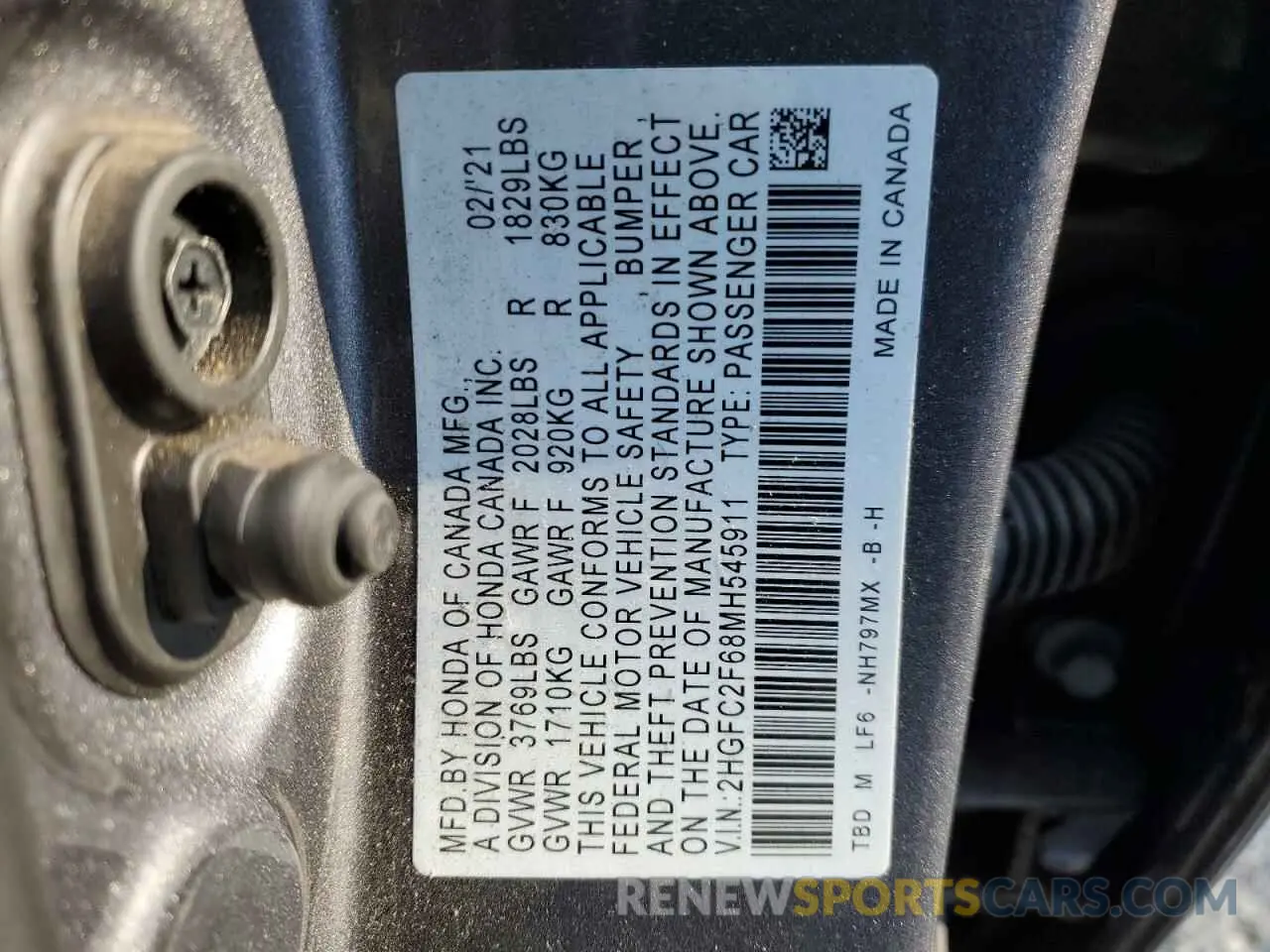 13 Фотография поврежденного автомобиля 2HGFC2F68MH545911 HONDA CIVIC 2021