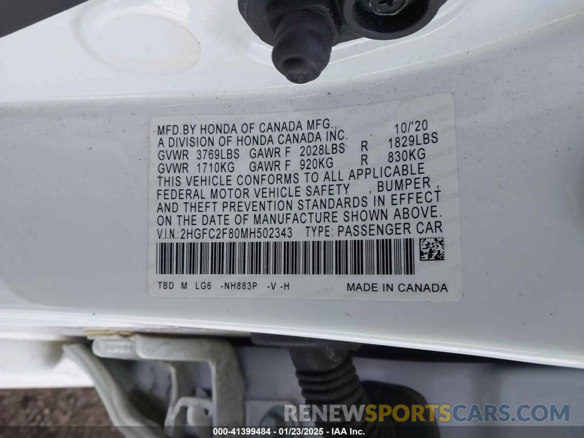 9 Фотография поврежденного автомобиля 2HGFC2F80MH502343 HONDA CIVIC 2021