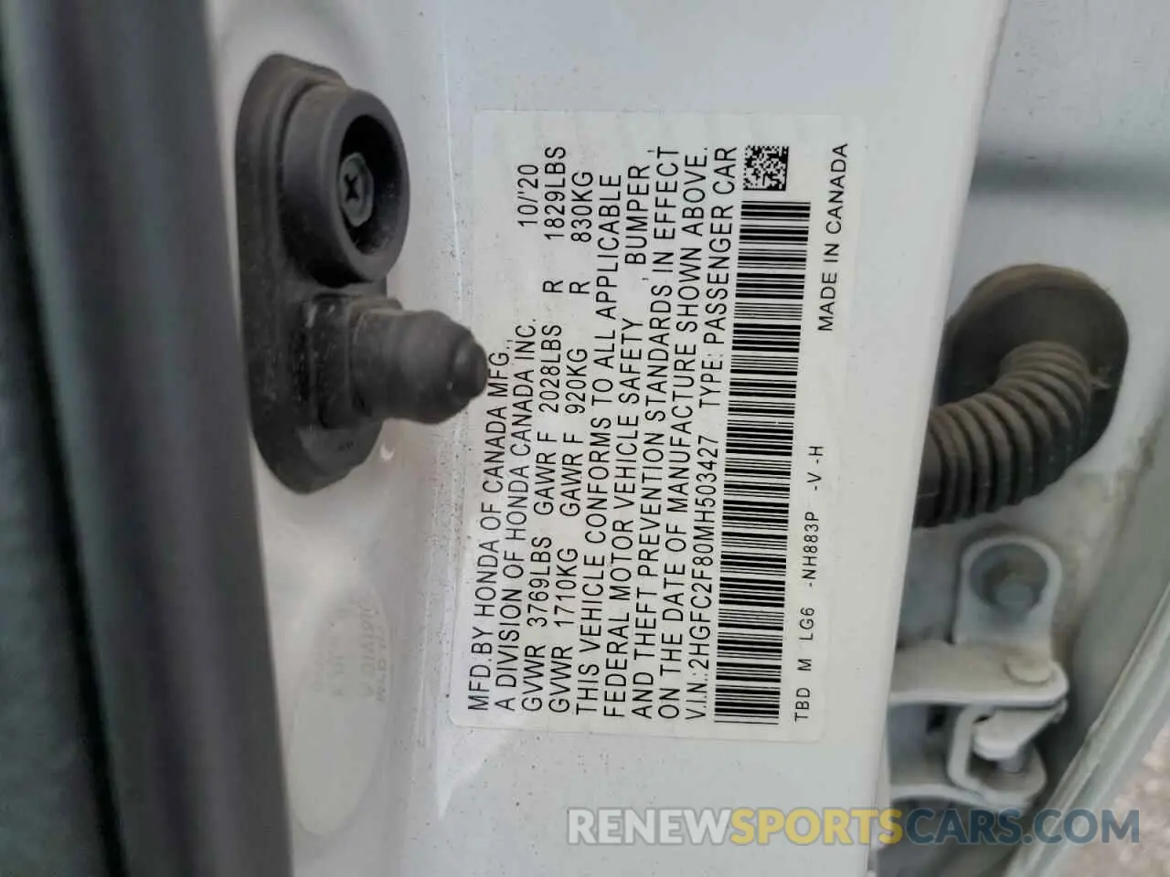 12 Фотография поврежденного автомобиля 2HGFC2F80MH503427 HONDA CIVIC 2021
